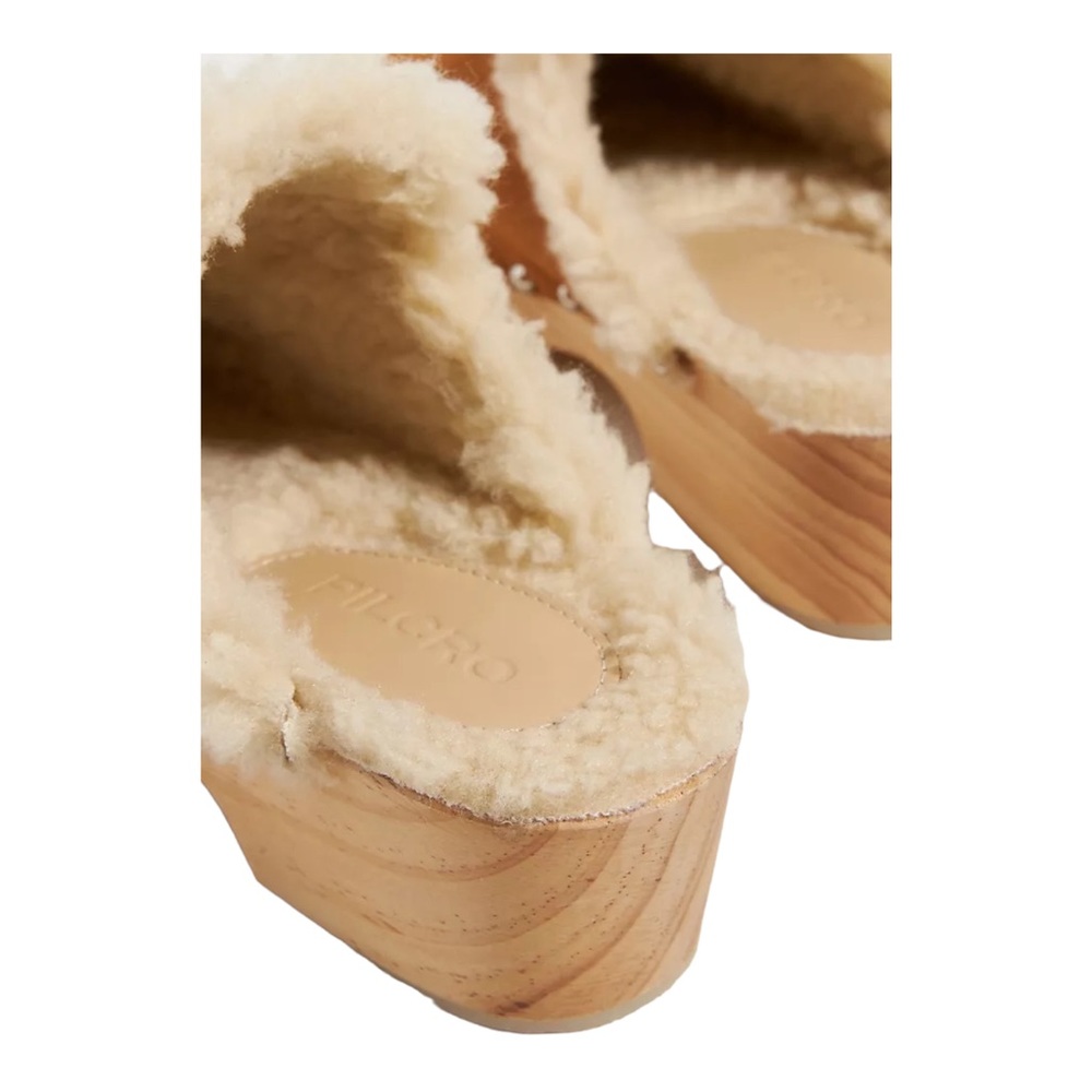NIB ANTHROPOLOGIE PICRO WOVEN SHEARLING-LINED CLOGS (TAN SUEDE) SIZE… - Picture 4 of 11